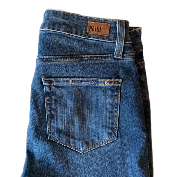 Paige | Hoxton Ankle Skinny Jeans Frayed Hem Medium Wash Wiskering Size 26" - Picture 6 of 9